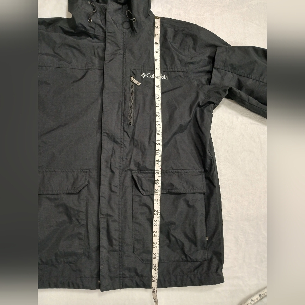 Columbia Omni-Tech Black Hooded Waterproof Rain Jacket Size M - Picture 8 of 10